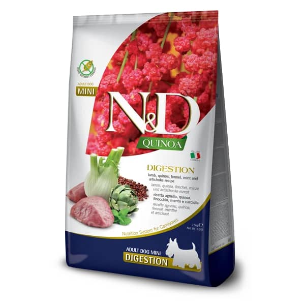 FARMINA N&D DOG GF QUINOA LAMB DIGESTION S suņu barība Jērs, fenhelis 2.5kg